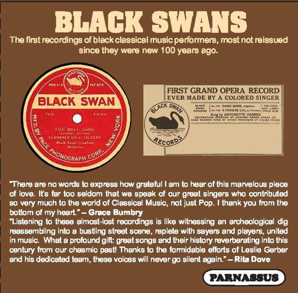 the album cover for Harry Burleigh, Florence Talbert, Edward Boatner - BLACK SWANS: Earliest African-American Classical Stars