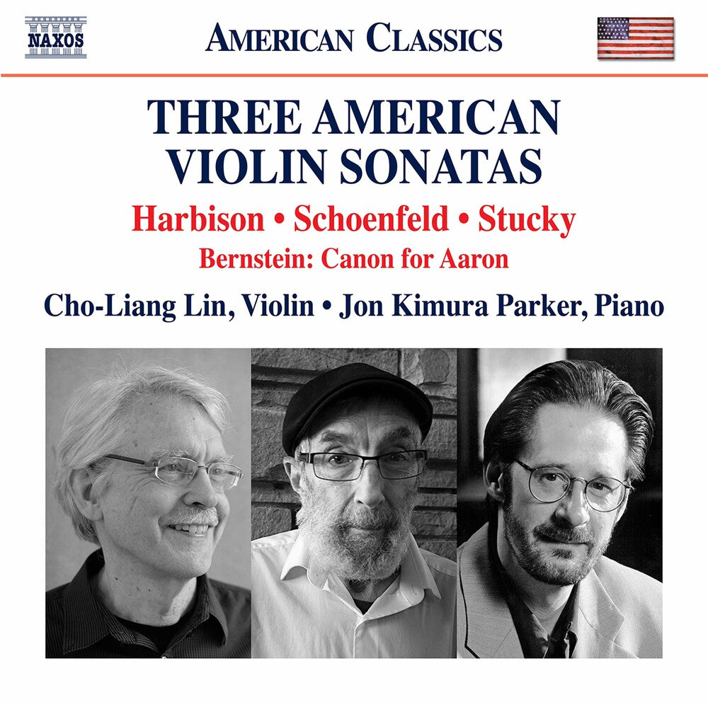 the album cover for Lin / Harbison / Schoenfield - Three American Violin Sonatas