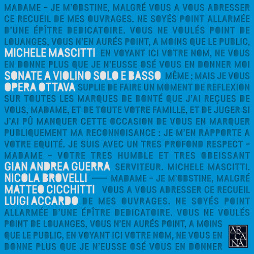 the album cover for Mascitti - Sonate a Violino Solo E Basso