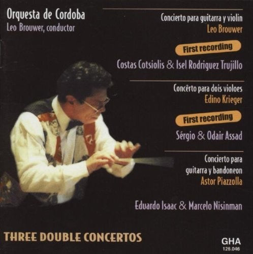 the album cover for Leo Brouwer - 3 Double Concertos for Guitar