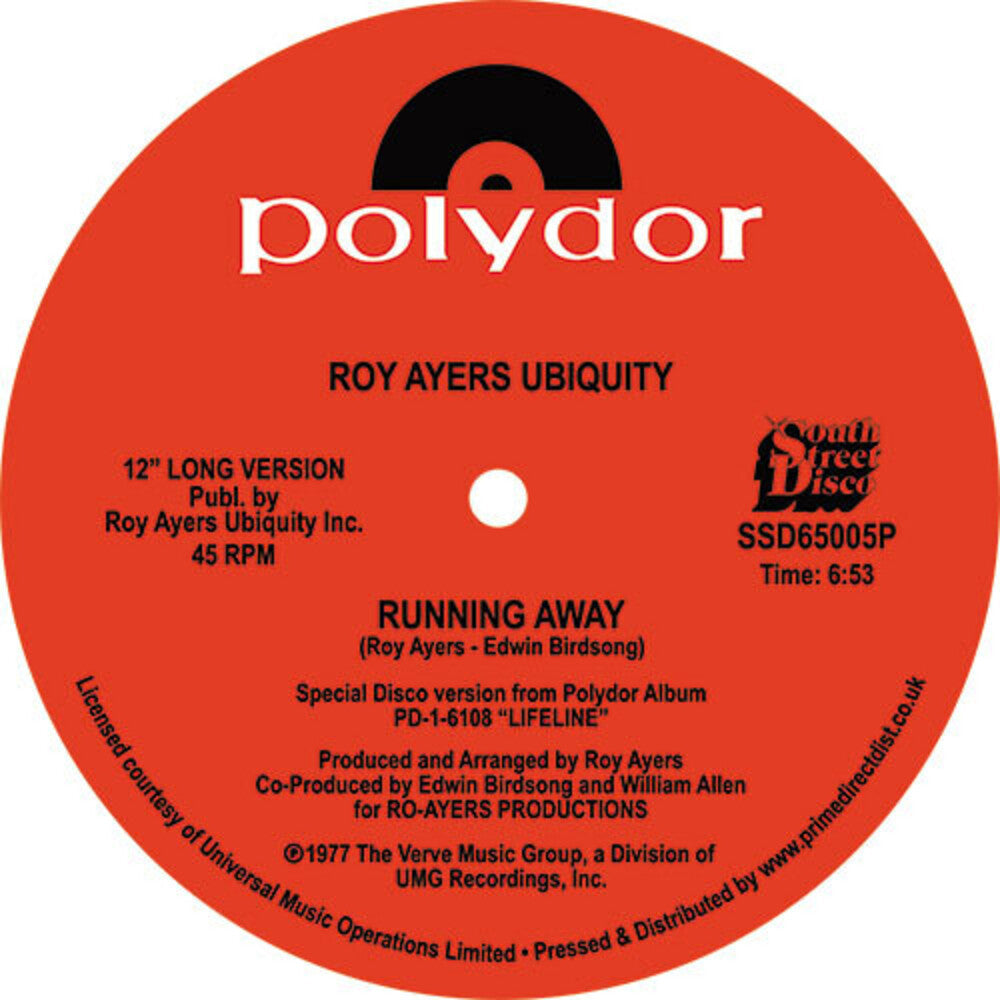 the album cover for Roy Ayers Ubiquity - Running Away / Love Will Bring Us Back Together