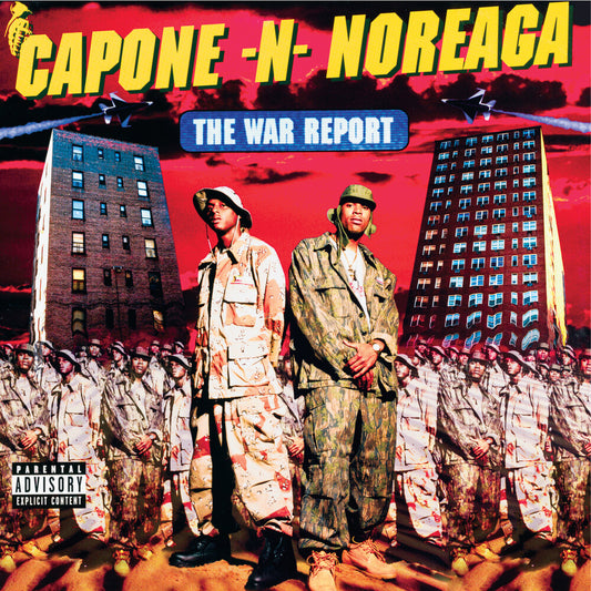 the album cover for Capone-N-Noreaga - The War Report (Clear Vinyl with Red & Blue Splatter Vinyl)