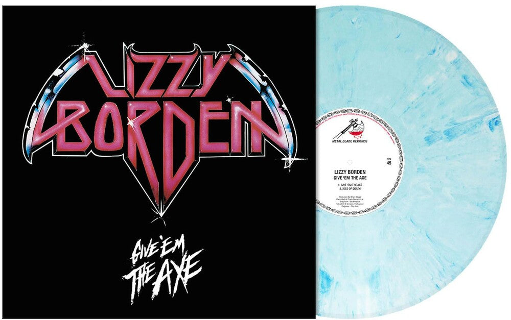 the album cover for Lizzy Borden - Give 'em The Axe (Blue) [Colored Vinyl] (Wht)