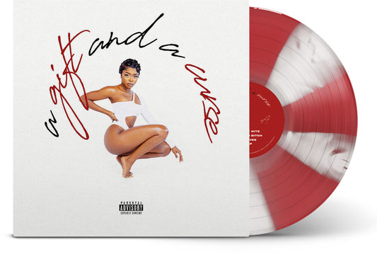 the album cover for Tink - Gift & A Curse (Red & White Candy Cane Cornetto)