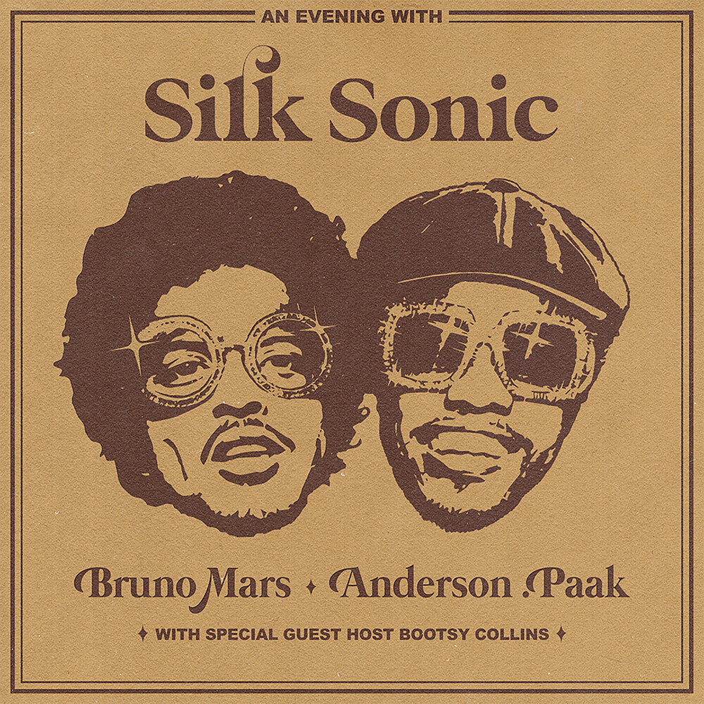 the album cover for Silk Sonic (Bruno Mars + Anderson .Paak) - An Evening With Silk Sonic