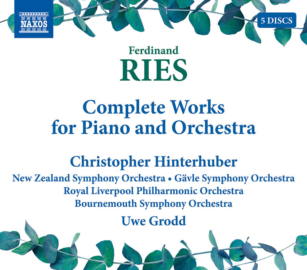 the album cover for Ries / Hinterhuber / Bournemou - Complete Works For Piano (Box)