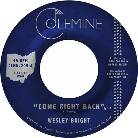 the album cover for Wesley Bright - Come Right Back (Opaque Red) [Colored Vinyl] (Red)
