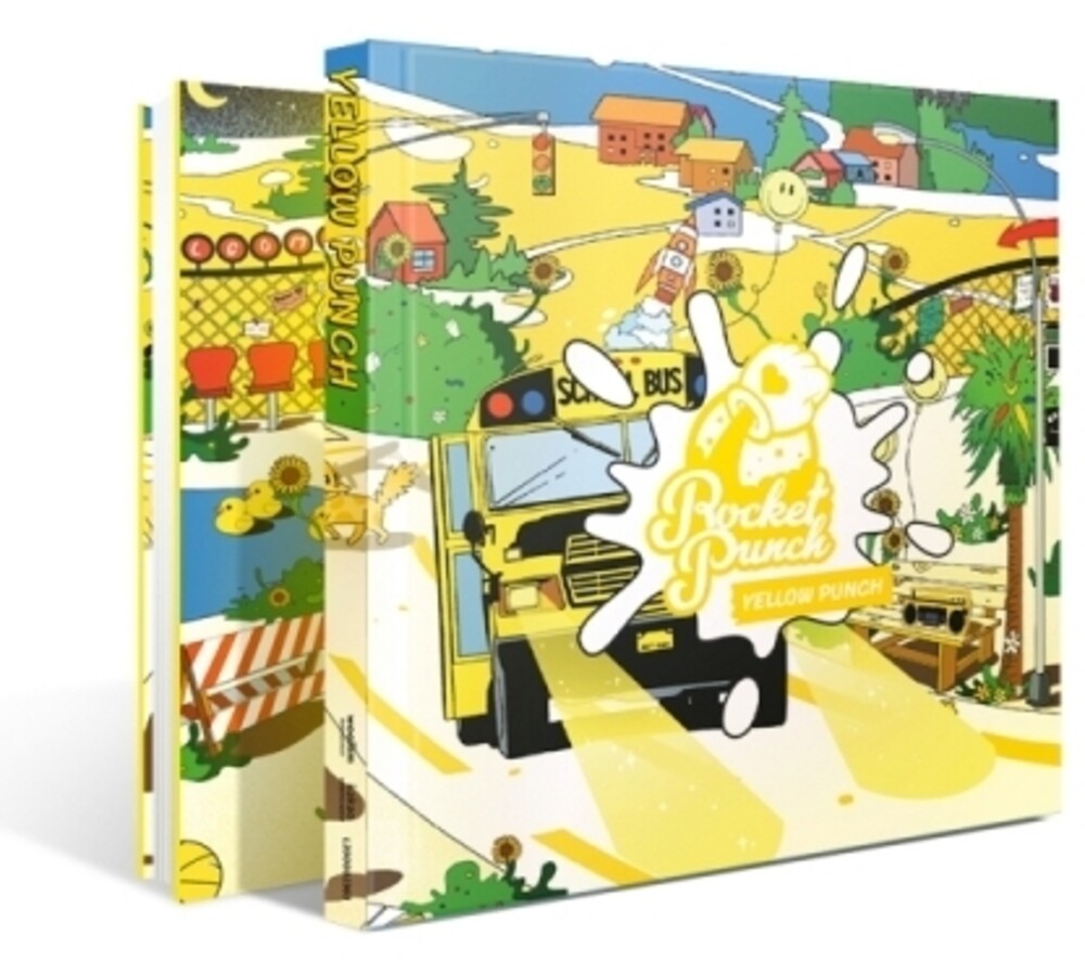 the album cover for Rocket Punch - Yellow Punch (incl. 80pg Booklet, 2 Photocards, Poster, Sticker + Accordion Book)