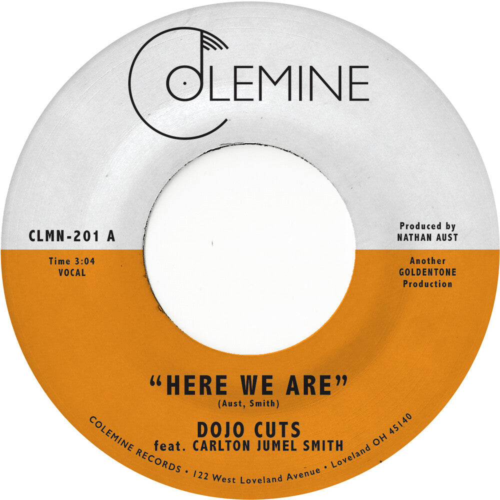 the album cover for Dojo Cuts - Here We Are (Coke Bottle Clear) [Colored Vinyl] [Clear Vinyl]