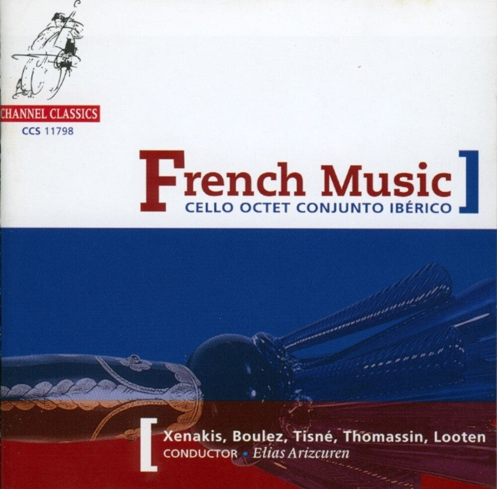 the album cover for Cello Octet Conjunto IbÃ©rico - French Music-Boulez-Xenakis-Tisne