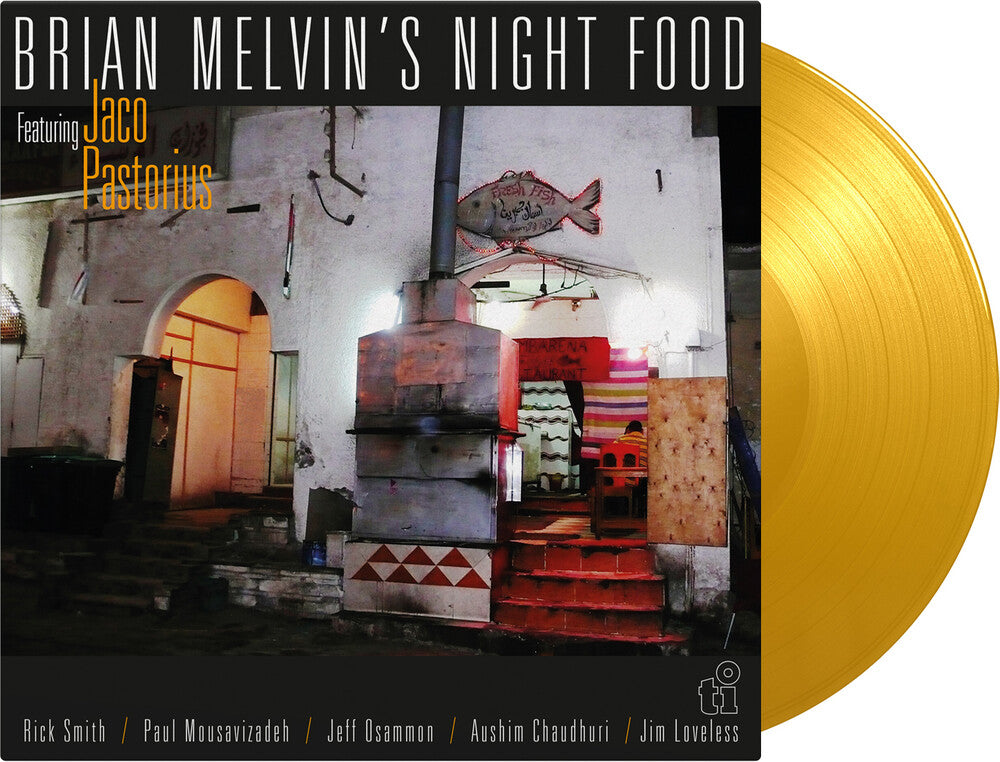 the album cover for Brian Melvin's Night Food Featuring Jaco Pastorius - Night Food [Colored Vinyl] [Limited Edition] (Ylw)