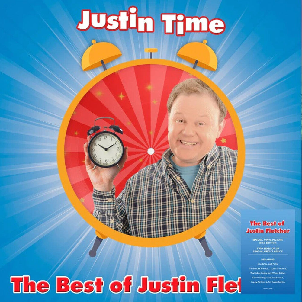 the album cover for Justin Fletcher - Justin Time: The Best Of (Pict) (Uk)
