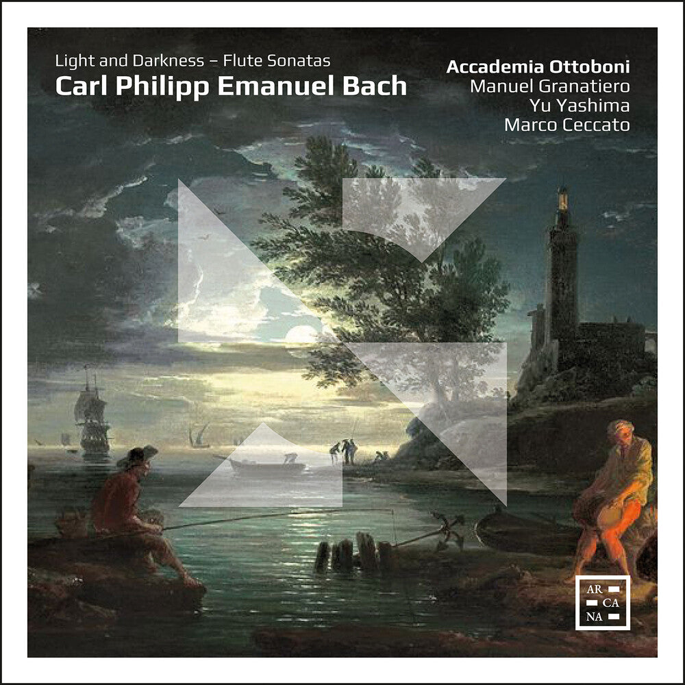 the album cover for C Bach .P.E. / Accademia Ottoboni - Light & Darkness Flute Sonatas
