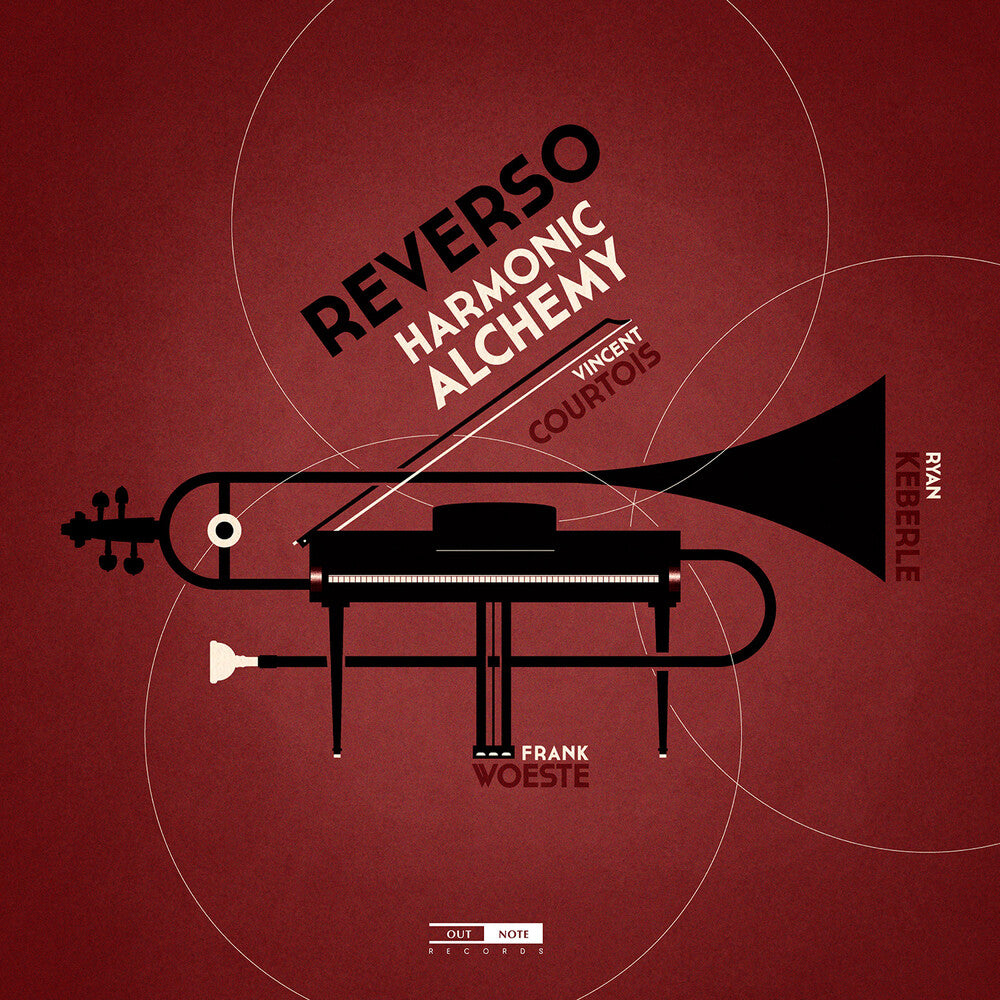 the album cover for Frank Woeste  / Courtois,Vincent / Keberle,Ryan - Reverso Harmonic Alchemy