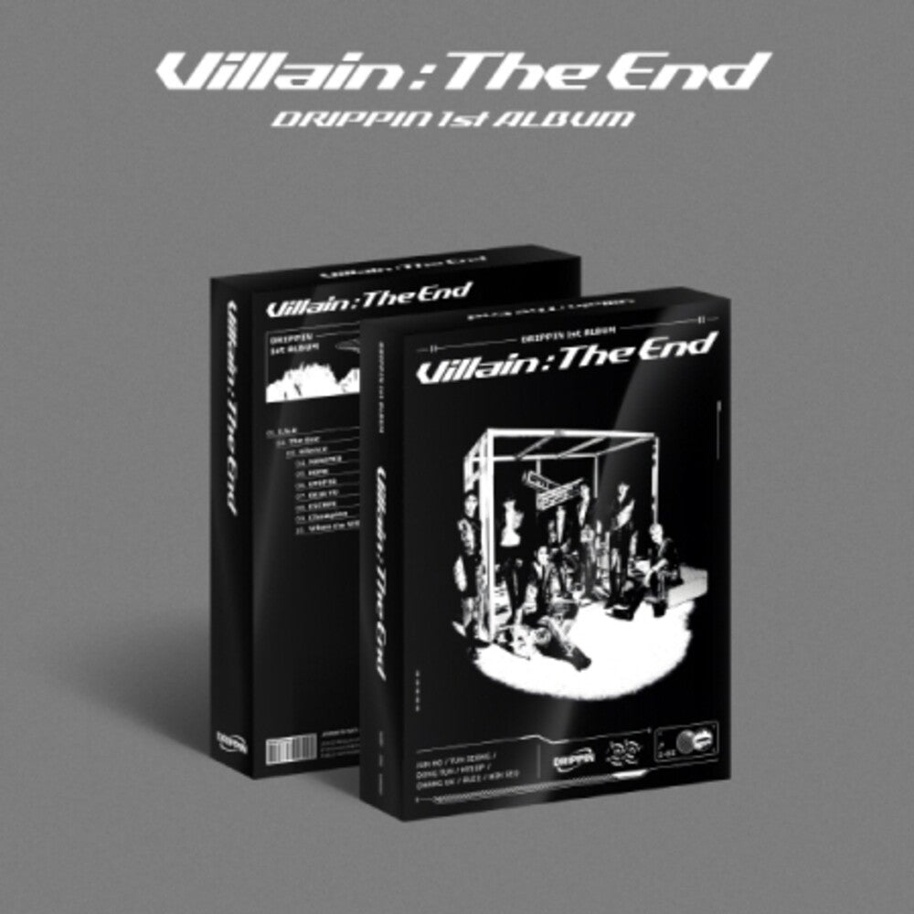 the album cover for Drippin - Villain: The End - Limited Version - incl. 80pg Photobook, 7pc Photo Card Set, 7pc Stamp Sticker Set, Limited Card + M/V Film Ph