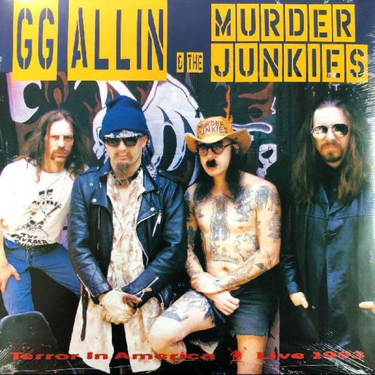 the album cover for Gg Allin  & Murder Junkies - Terror In America [Clear Vinyl] (Grn) [Limited Edition]