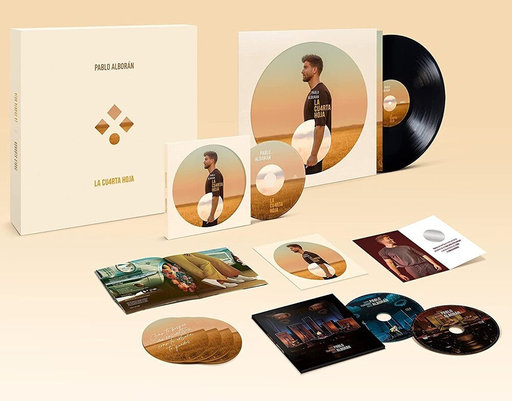 the album cover for Pablo AlborÃ¡n - La Cuarta Hoja - La Cuarta Hoja' + Vinilo La Cuarta Hoja + 2CD Directo Gira De Teatros 2022 + Postcard + 4 Postcards + Christmas