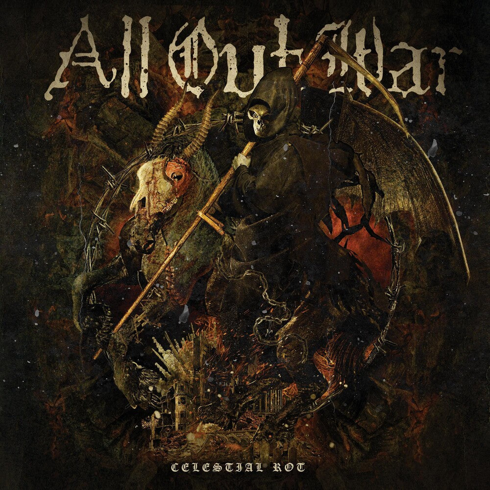 the album cover for All Out War - Celestial Rot