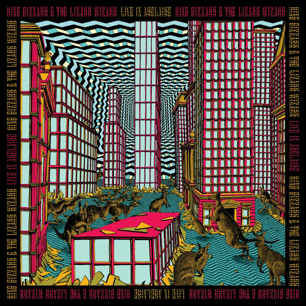 the album cover for King Gizzard & The Lizard Wizard - Live In Adelaide (Fuzz Club) [Colored Vinyl] (Wht)