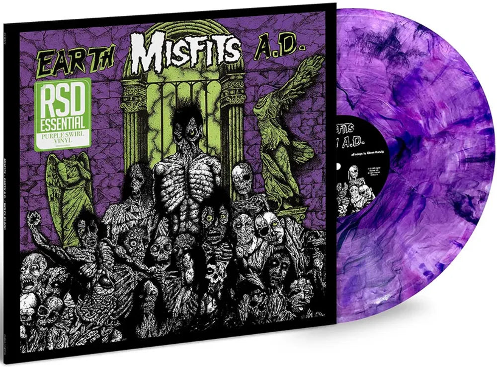 the album cover for Misfits - Earth A.D. / Wolfs Blood [ RSD Essentials Purple Swirl LP]