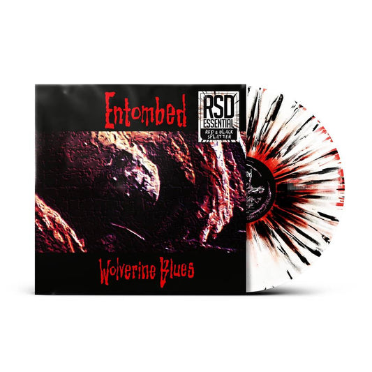 the album cover for Entombed - Wolverine Blues -  [RSD Essentials White w/Red &amp; Black Splatter LP]