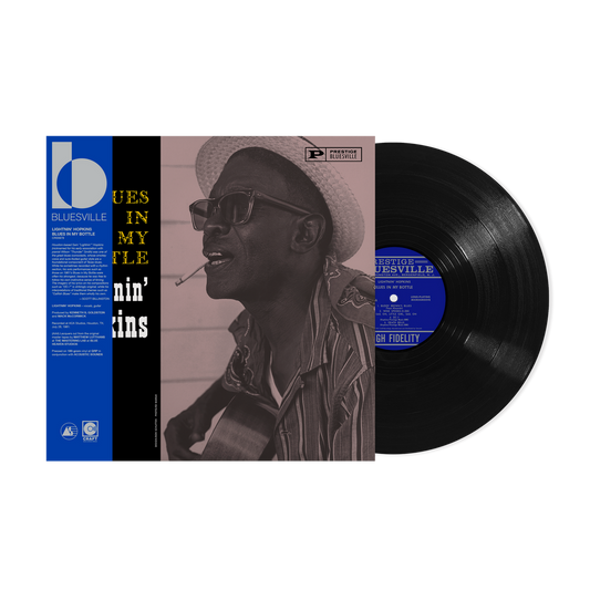 the album cover for Lightnin' Hopkins - Blues In My Bottle (Bluesville Acoustic Sounds Series) [180g Black Vinyl - paper wrapped jacket]