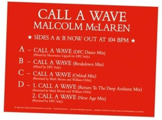 the album cover for Malcolm Mclaren  & The Bootzilla Orchestra - Call A Wave Remixes