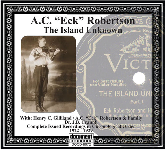 the album cover for A Robertson .C.(Eck) - Island Unknown
