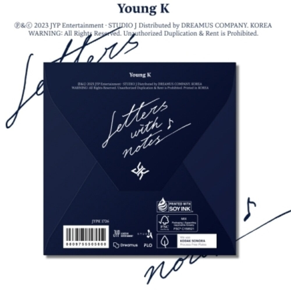 the album cover for Young K ( Day 6 ) - Letters With Notes (Digipack Ver.) (Post) (Stic)