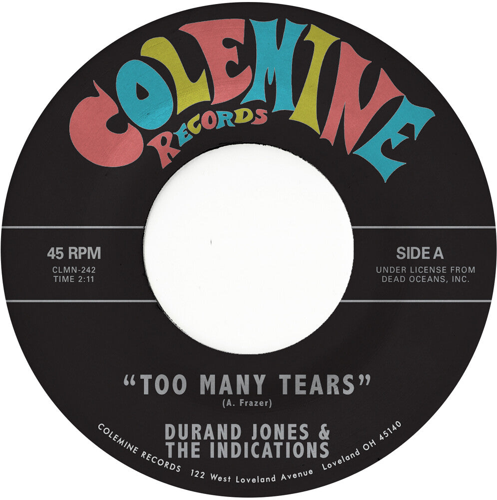 the album cover for Durand Jones & The Indications - Too Many Tears / Cruisin' to the Parque [Vinyl Single]