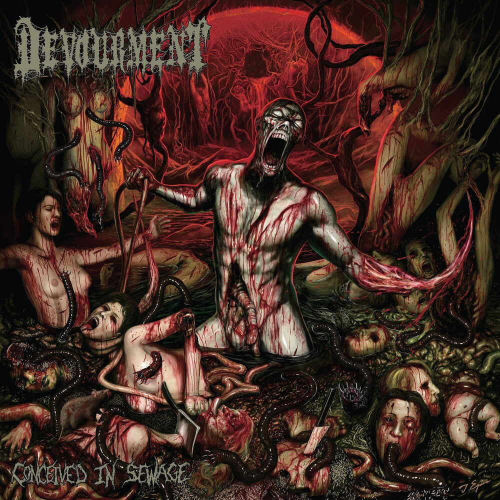 the album cover for Devourment - Conceived In Sewage [Colored Vinyl] (Grn) (Red) (Wht)