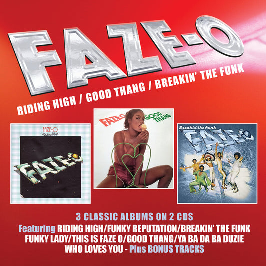 the album cover for Faze-O - Riding High / Good Thang / Breakin The Funk (Uk)