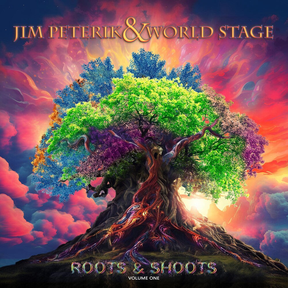 the album cover for Jim Peterik  & World Stage - Roots & Shoots 1