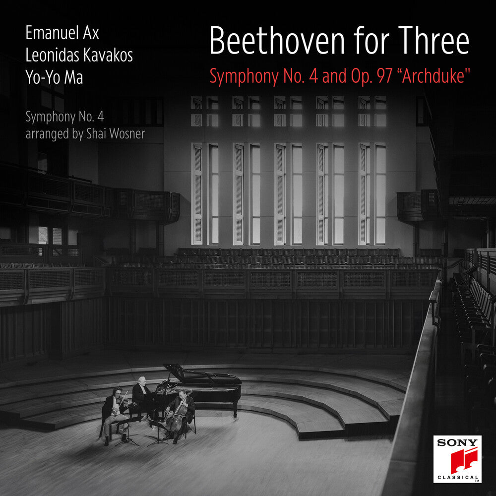 the album cover for Emanuel Ax  / Kavakos,Leonidas / Ma,Yo-Yo - Beethoven For Three: Sym 4 & Op 97 Archduke