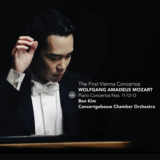 the album cover for Mozart / Kim / Concertgebouw Chamber Orchestra - First Vienna Concertos Piano Concertos Nos.