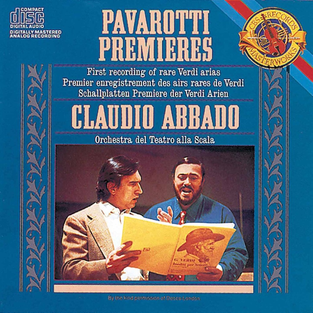 the album cover for Pavarotti / Verdi / Abbado - Premieres Rare Verdi Arias