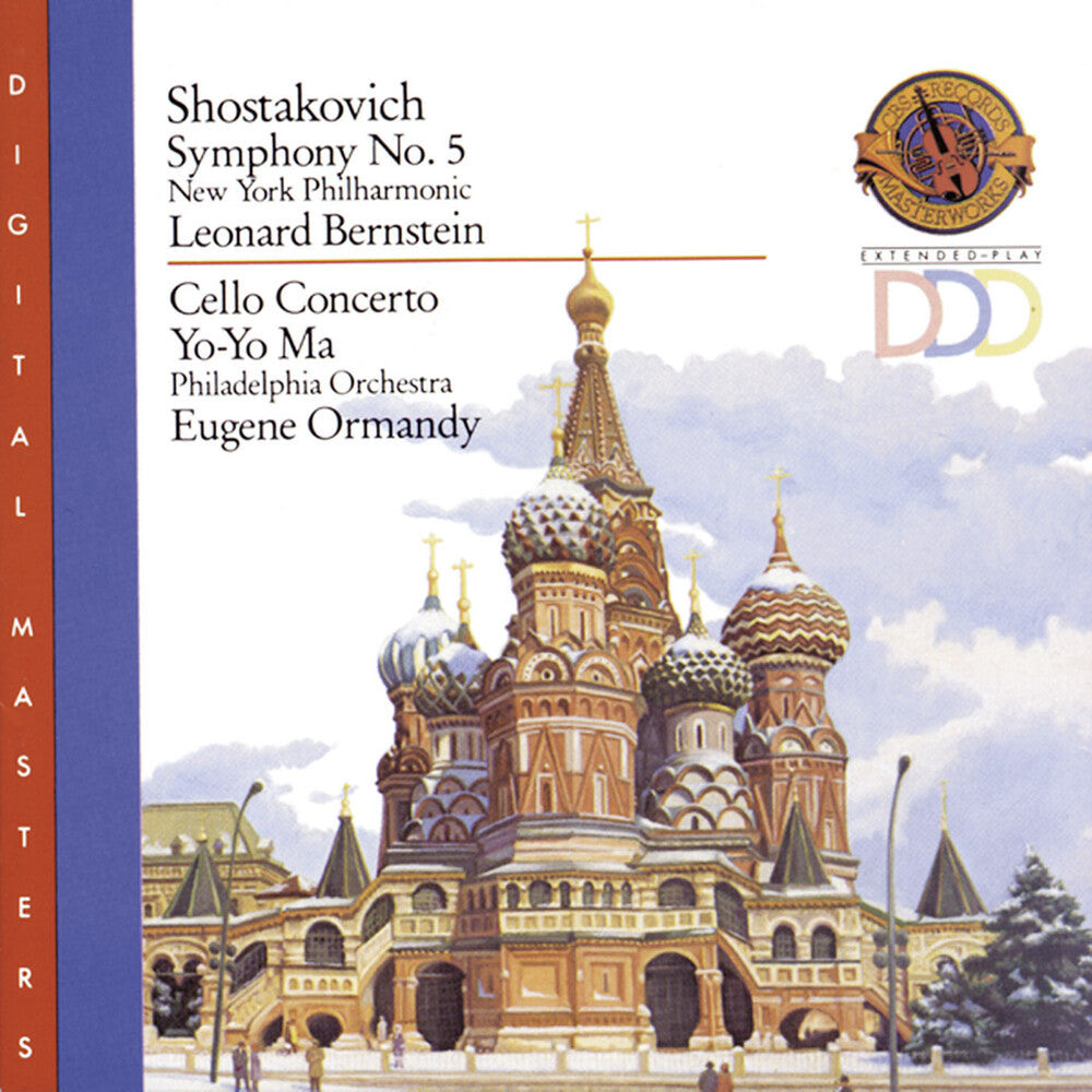 the album cover for Leonard Bernstein - Symphony 5 / Cello Concerto