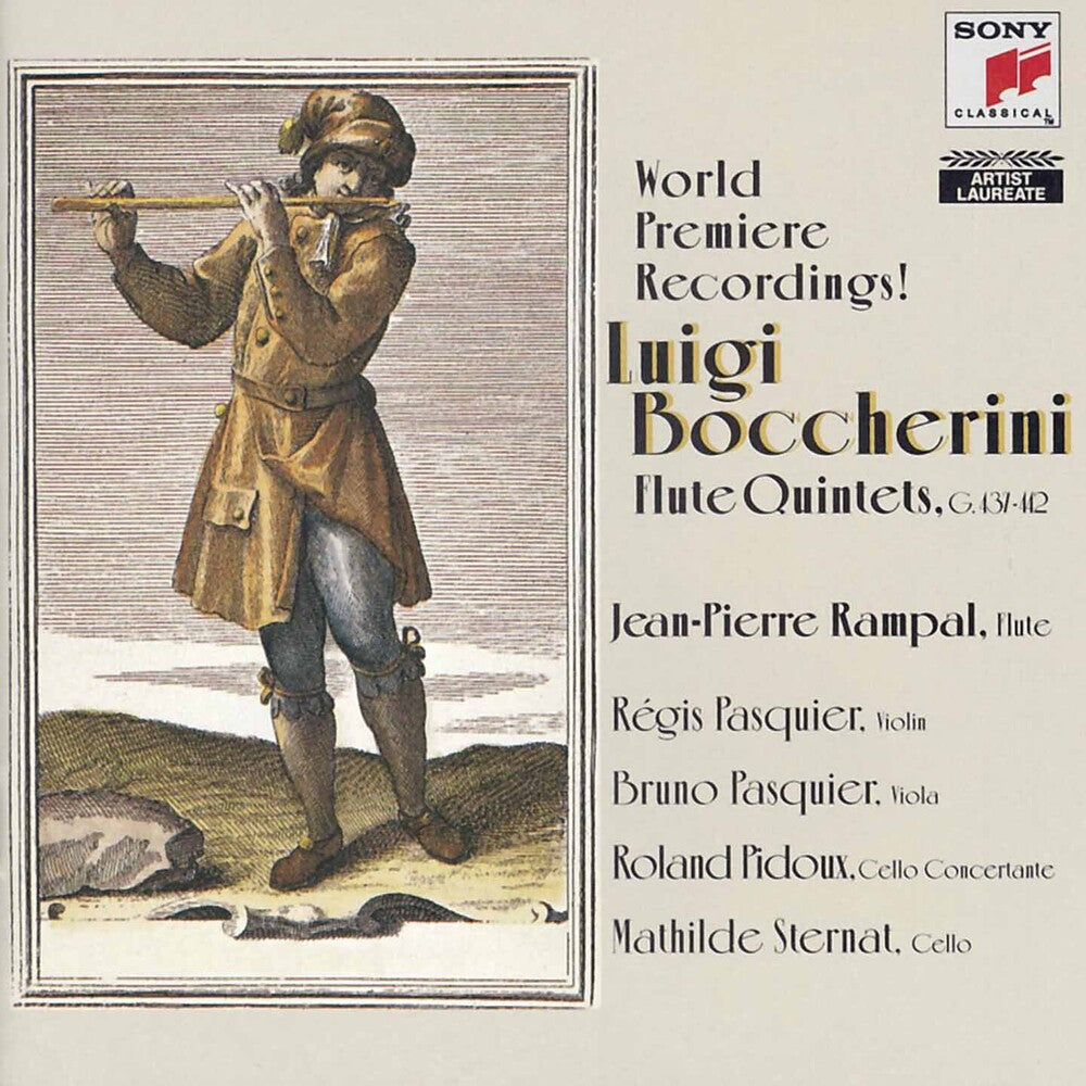 the album cover for Jean-Pierre Rampal - Boccherini - Flute Quintets - Rampal - Pasquier - Pasquier - Pidoux - Sternat