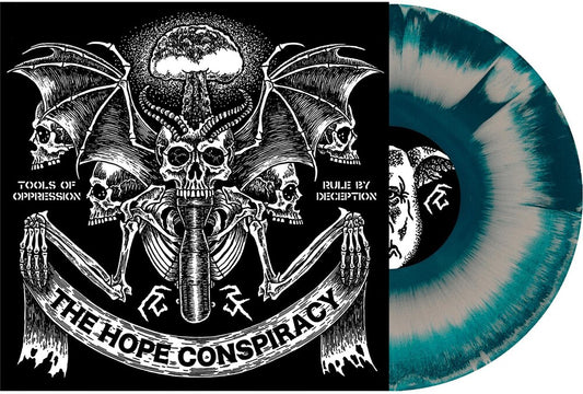 the album cover for Hope Conspiracy - Tools Of Oppression / Rule By Deception [Silver / Blue Mix LP]