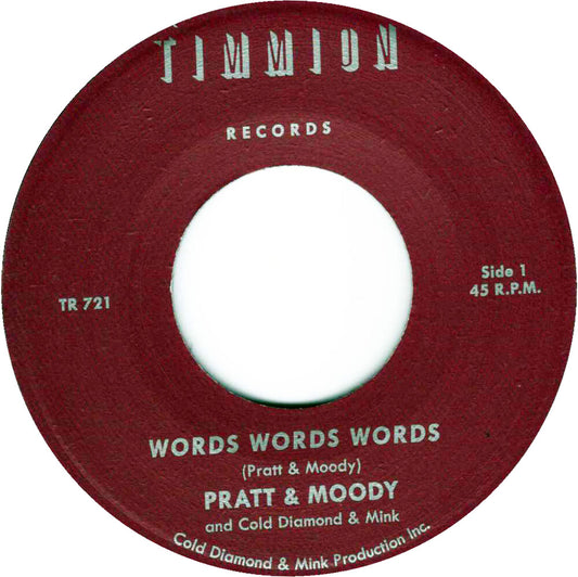 the album cover for Pratt & Moody / Cold Diamond & Mink - Words Words Words/Words Words Words (Instrumental)