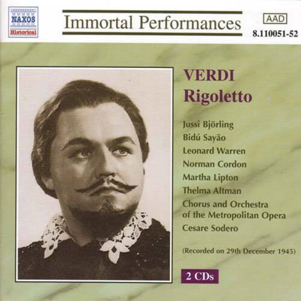 the album cover for Verdi - Verdi: Rigoletto (Bjorling Sayao Warren) (1945)