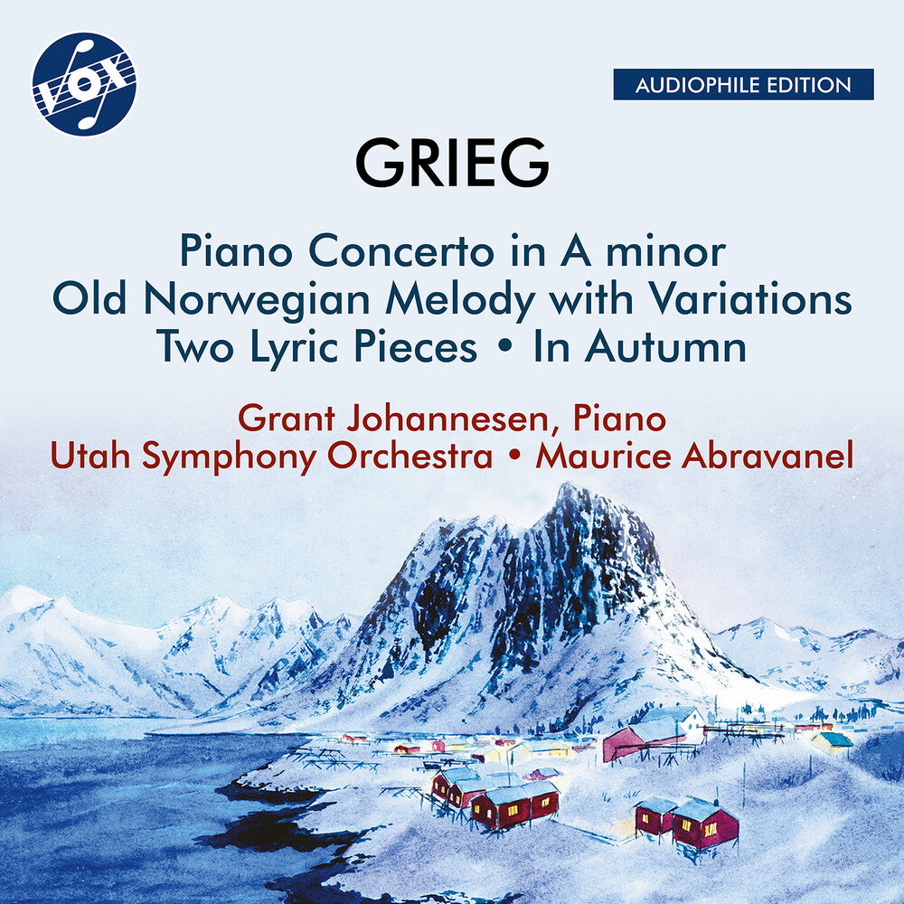 the album cover for Grieg / Johannesen - Piano Concerto In A Minor Op. 16 Two Lyric Pieces