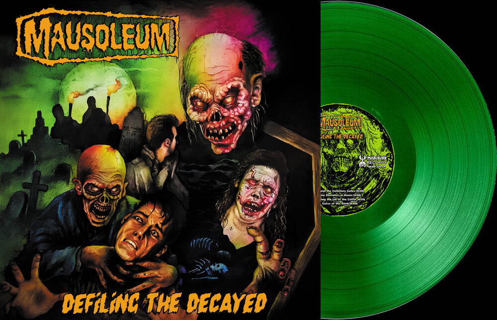 the album cover for Mausoleum - Defiling The Decayed [Clear Vinyl] (Grn) [Limited Edition]
