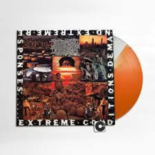 the album cover for Brutal Truth - Extreme Conditions [RSD Essential Half Orange &amp; Half White LP]