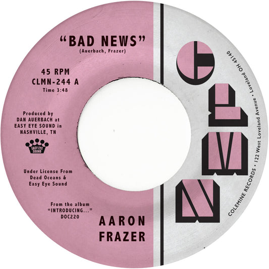 the album cover for Aaron Frazer - Bad News / Done Lyin - Grey [Colored Vinyl] (Gry)