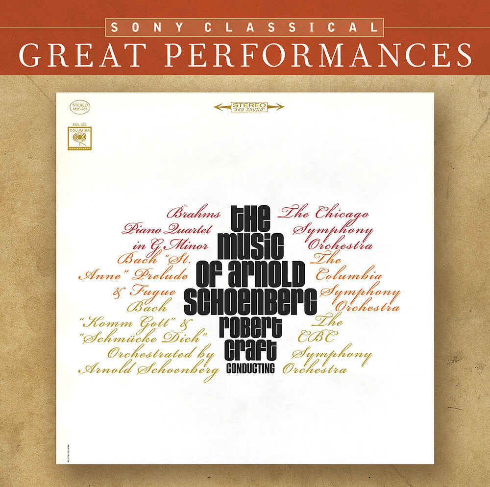 the album cover for Robert Craft - Music Of Arnold Schoenberg: Great Performances