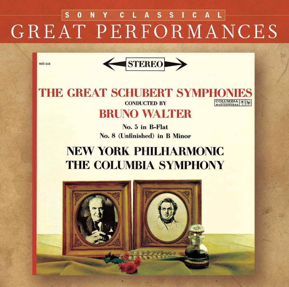 the album cover for Schubert / Beethoven / Walter / Columbia Sym Orch - Symphonies 5 & 8 / Leonore Overture 3
