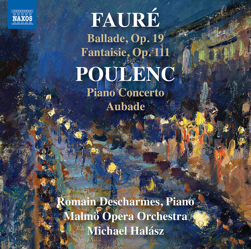 the album cover for Faure / Poulenc / Halasz - Works For Piano & Orchestra