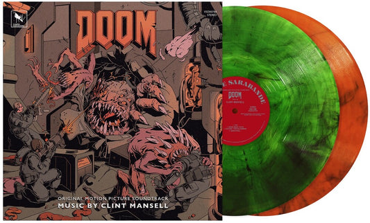 the album cover for Clint Mansell - Doom - Original Motion Picture Soundtrack (Deluxe Edition) [2LP Green and Orange Smoke vinyl]