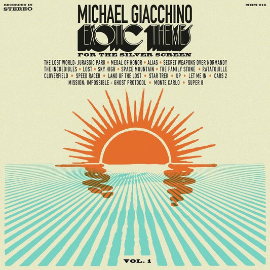 the album cover for Giacchino, Michael - Exotic Themes From The Silver Screen: Volume One - Limited 140-Gram 'Hawaiian Sunrise' Colored Vinyl